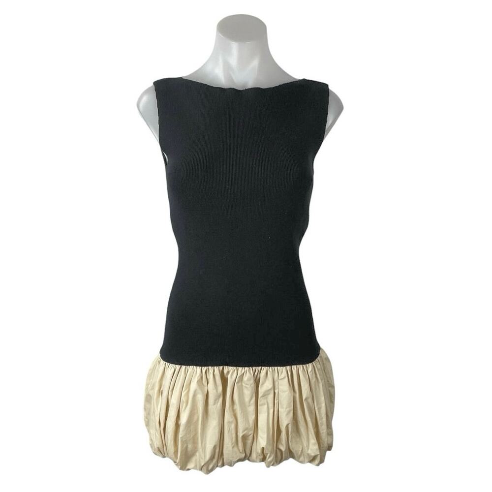 Line and Dot Cella Color Block Boat Neck Sleeveless Mini Bubble Tank Dress Sz XS